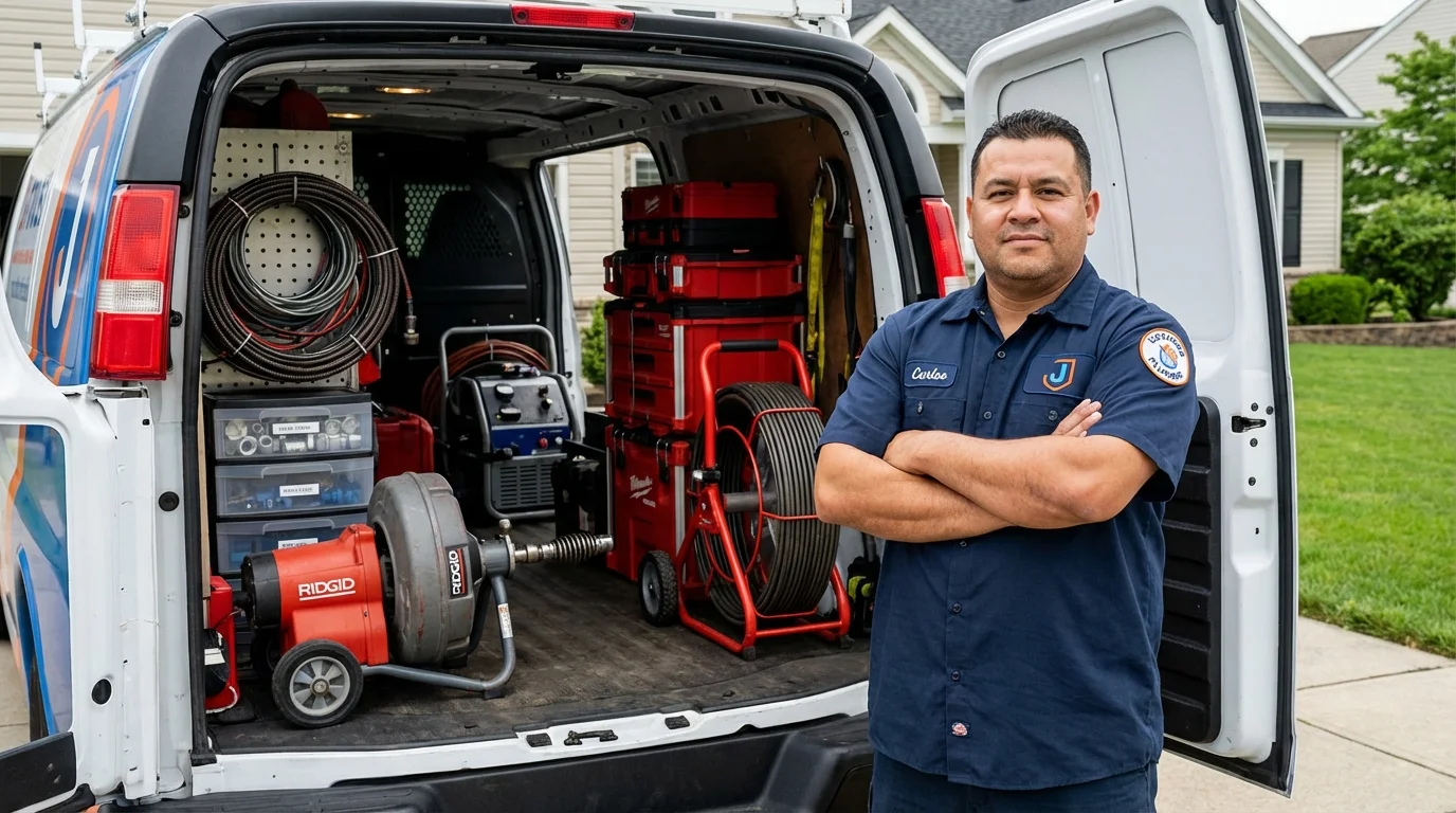Professional drain cleaning equipment and Johns Plumbing LLC plumber in Mars