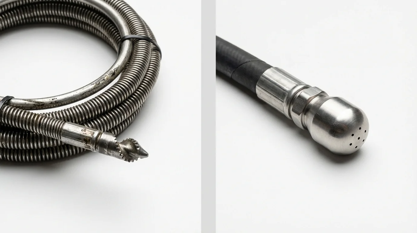 Drain snake cable and hydro jetting nozzle used for drain cleaning in Mars, PA
