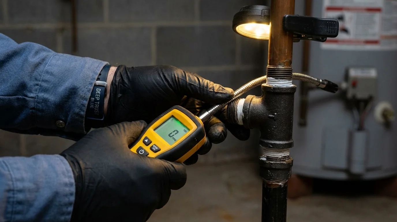 Gas leak detection with electronic sniffer by Johns Plumbing LLC in Mars