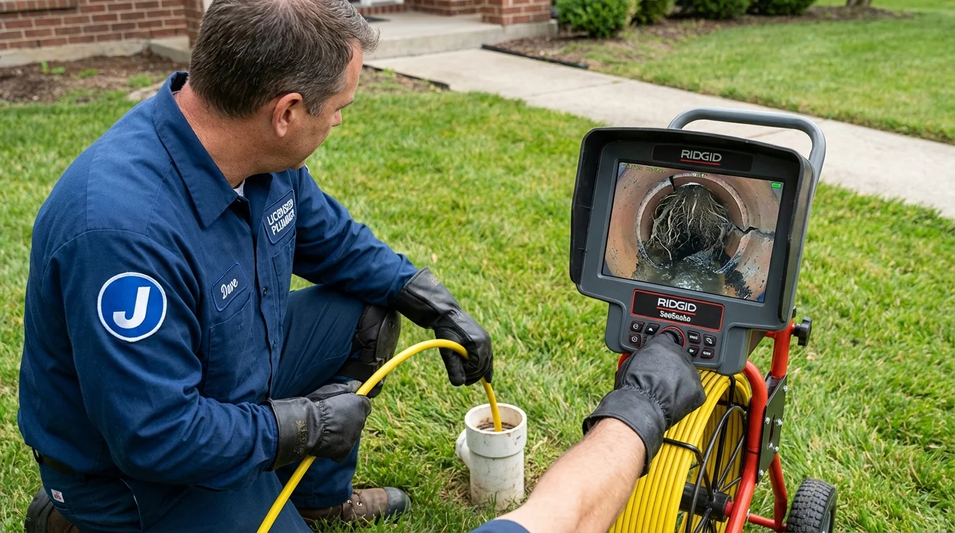 Sewer camera inspection being performed by Johns Plumbing LLC in Mars